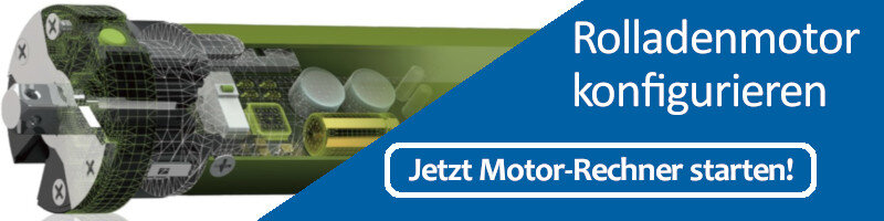 Banner - auf der linken Seite sieht man einen Rolladenmotor und auf der rechten Seite den Text "Rollladenmotor konfigurieren - Jetzt Motor-Rechner starten!"