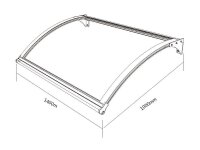 Schartec Aluminium-Vordach L A-L mit LED-Beleuchtung 1400 x 1000 mm