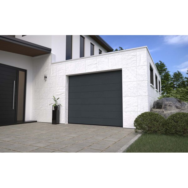 SCHARTEC PRO-Line 40 Sektionaltor 2375 x 2000 mm M-Sicke woodgrain anthrazit