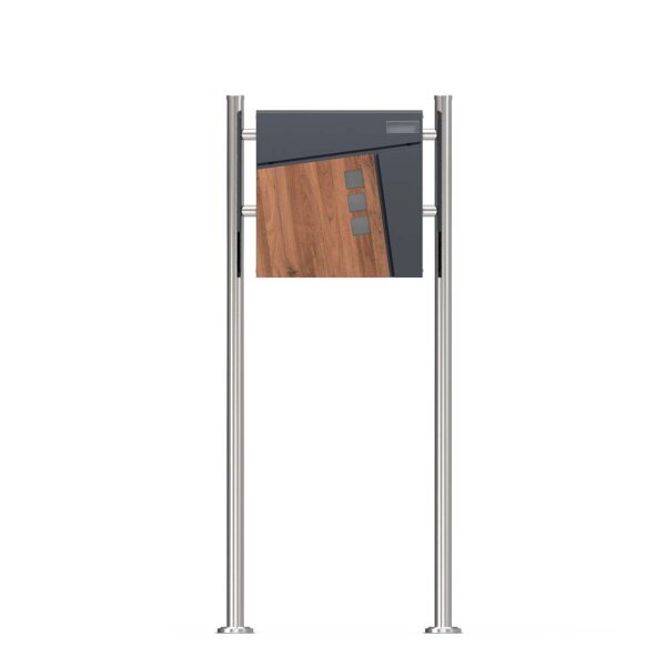Schartec Holz-Design Standbriefkasten Edelstahl SBS-1-SPB-2