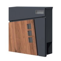 Schartec Holz-Design Standbriefkasten Edelstahl SBS-1-SPB-2