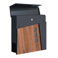 Schartec Holz-Design Standbriefkasten Edelstahl SBS-1-SPB-2