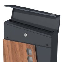 Schartec Holz-Design Standbriefkasten Edelstahl SBS-1-SPB-2