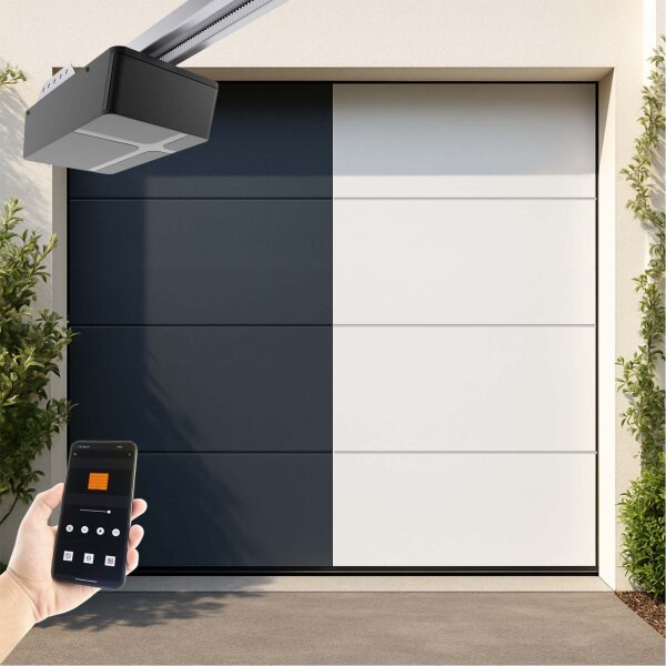 SCHARTEC PRO-Line 40 Sandgrain L-Sicke alle Größen Garagentor Sektionaltor + Wifi-Garagentorantrieb