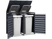 Schartec Mülltonnenbox dunkles Holz Design SMB3-3