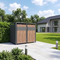 Schartec Mülltonnenbox 2er Holz Design dunkel SMBS4-2