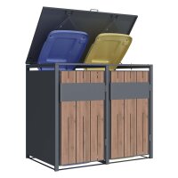 Schartec Mülltonnenbox 2er Holz Design dunkel SMBS4-2