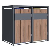 Schartec Mülltonnenbox 2er Holz Design dunkel SMBS4-2