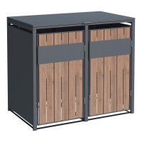 Schartec Mülltonnenbox 2er Holz Design dunkel SMBS4-2