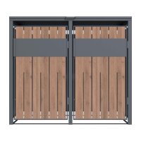 Schartec Mülltonnenbox 2er Holz Design dunkel SMBS4-2