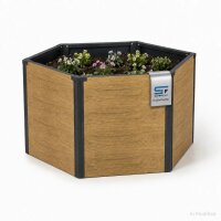 Sechseck-Hochbeet Metall Holzoptik 100 x 87 x 52 cm...