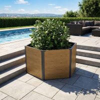Sechseck-Hochbeet Metall Holzoptik 100x87x52 cm – Schartec SHB3H, 675 L