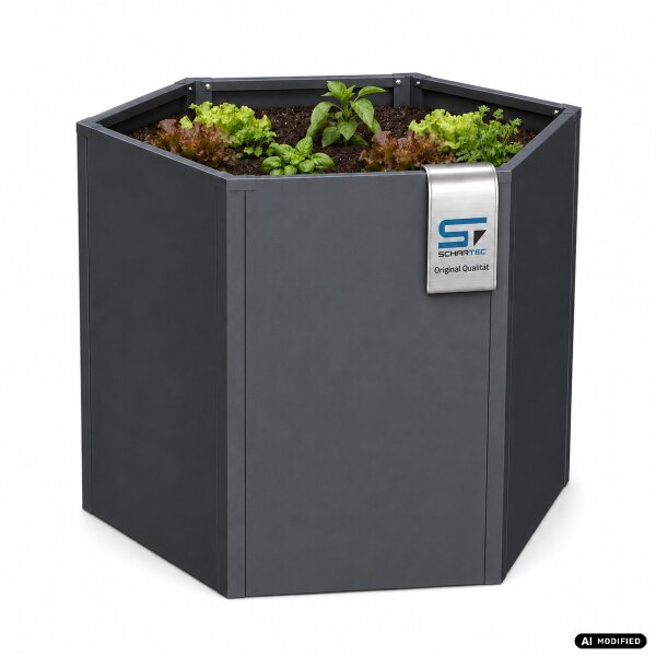 Sechseck-Hochbeet Metall Anthrazit 100 x 87 x 77 cm – Schartec SHB4A, 1000 L