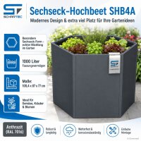 Sechseck-Hochbeet Metall Anthrazit 100 x 87 x 77 cm...