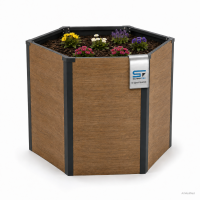 Sechseck-Hochbeet Metall Holzoptik 100 x 87 x 77 cm...