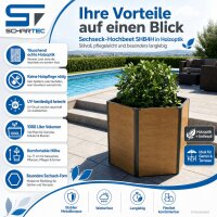 Sechseck-Hochbeet Metall Holzoptik 100 x 87 x 77 cm...