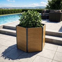 Sechseck-Hochbeet Metall Holzoptik 100x87x77 cm – Schartec SHB4H, 1000 L