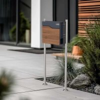 Schartec Holz Design Standbriefkasten Edelstahl SBS-1-SPB-7