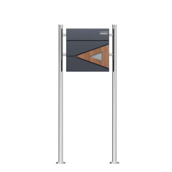 Schartec Holz Design Standbriefkasten Edelstahl SBS-1-SPB-8