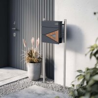 Schartec Holz Design Standbriefkasten Edelstahl SBS-1-SPB-8