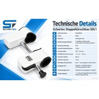 Schartec Doppeltürschloss SDL1 – Terrassentür-Sicherheitsschloss mit 3-stelligem Zahlencode für Doppel- und Balkontüren