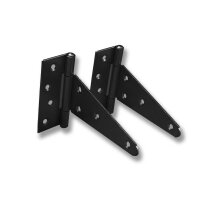 Gartentor Beschlag-Set schwarz – Torfalle, T-Scharniere & Griff in modernem Design