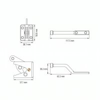 Gartentor Beschlag-Set silber – Torfalle, T-Scharniere & Griff in modernem Design