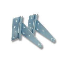 Gartentor Beschlag-Set silber – Torfalle, T-Scharniere & Griff in modernem Design