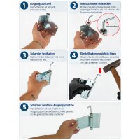 Gartentor Beschlag-Set silber extra-breit – Torfalle & T-Scharniere in schlichtem Design