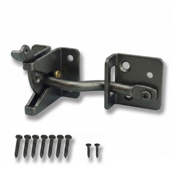 Gartentorfalle ST172010 – selbstschließend & automatisch einrastend, Stahl schwarz, inkl. Montagematerial