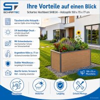 Hochbeet Metall Holzoptik 150 x 75 x 77 cm –...