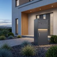 Schartec Paketbox PB2 in Anthrazit mit Beleuchtung (Solar)