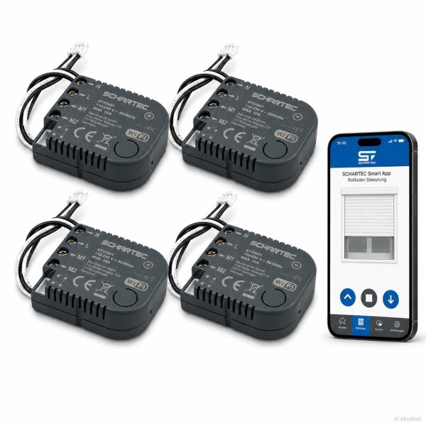 4er-Set Schartec Smart Home WLAN Rollladensteuerung Unterputz