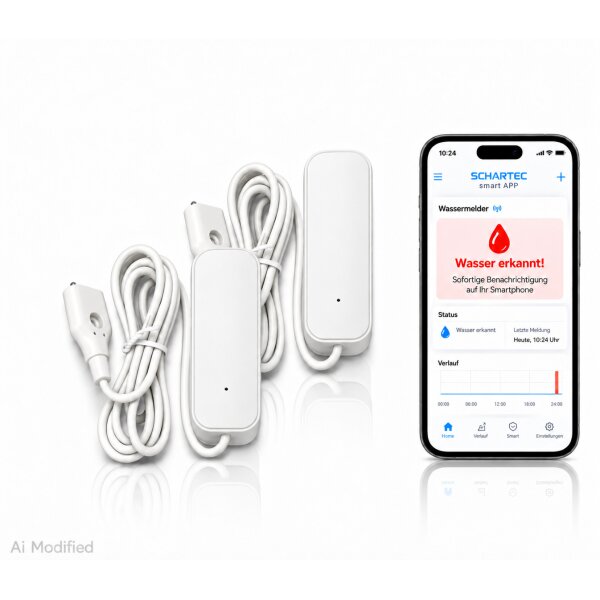 2 x WLAN Wassermelder mit App-Benachrichtigung – Smarter Wassersensor für Keller & Boden