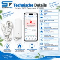 2 x WLAN Wassermelder mit App-Benachrichtigung – Smarter Wassersensor für Keller & Boden