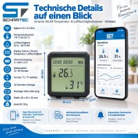 2 x WLAN Temperatur & Luftfeuchtigkeitssensor – Smartes Hygrometer & Thermometer schwarz