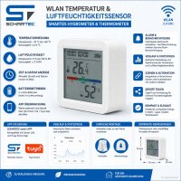 2 x WLAN Temperatur & Luftfeuchtigkeitssensor mit Hintergrundbeleuchtung – Smartes Hygrometer & Thermometer
